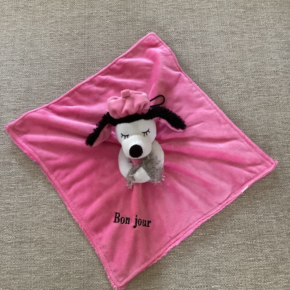 Pink Poodle Baby Lovey “Bon Jour” Security Blanket